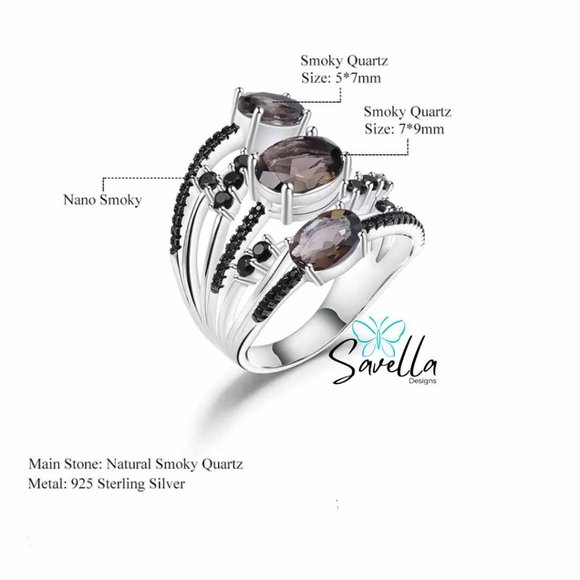 3.30 ct Natural Smoky Quartz Stacking Ring - Picture 5 of 5